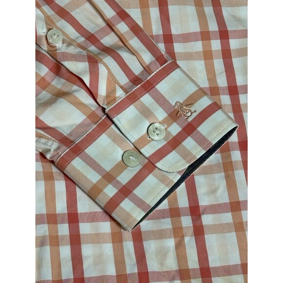 Original Penguin Button Up Men’s 17 36/37 Red White Plaid - Picture 2 of 6